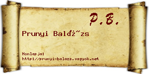 Prunyi Balázs névjegykártya