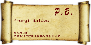 Prunyi Balázs névjegykártya